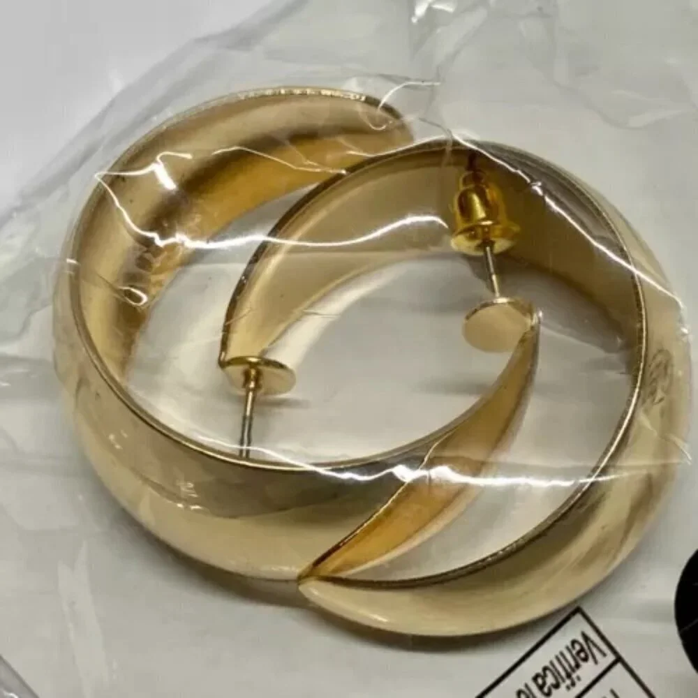 CS Fashion Hoop Earrings Golden Yellow‎ Pierced Hoops Earring Jewelry Set New